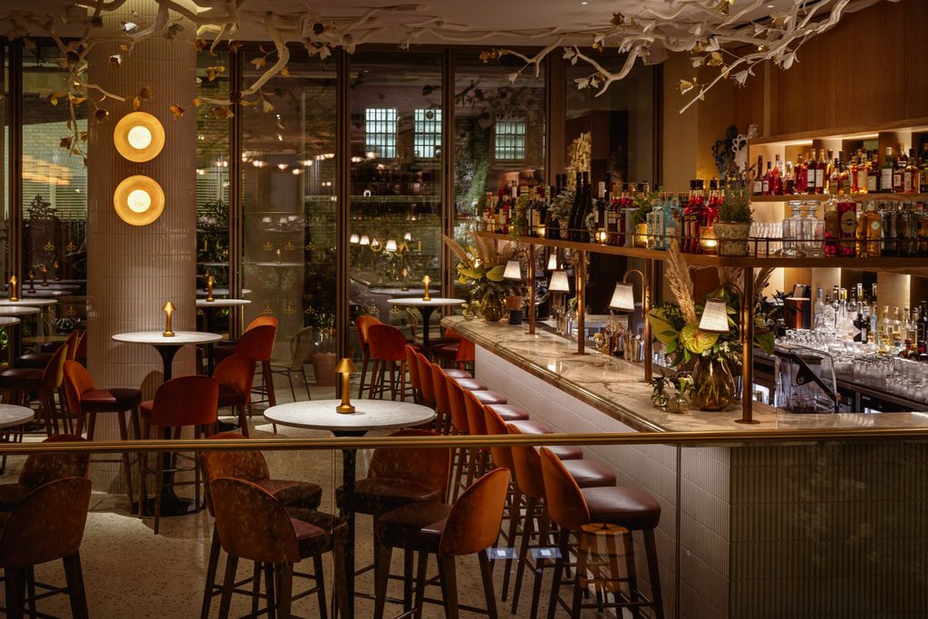 Phase one: LAVO bar at The BoTree with lit back bar and leather stools