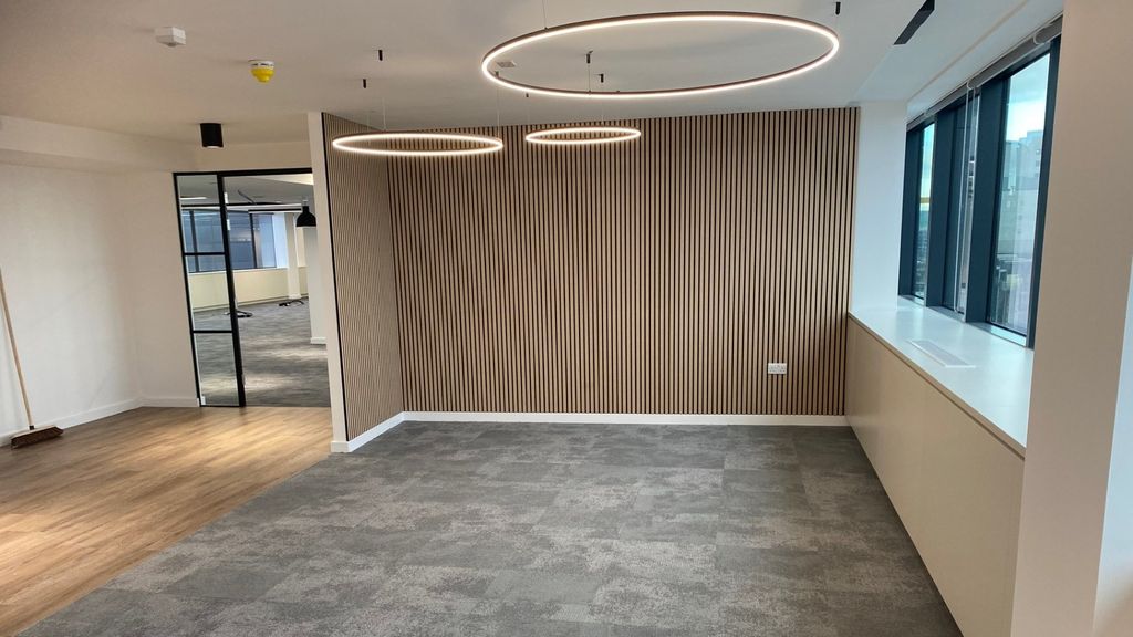 River House slatted timber feature wall